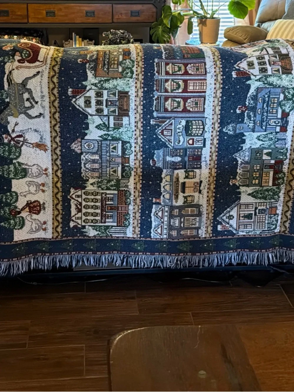 Vintage 1997 American Weavers Winter Scene Throw 48x60”